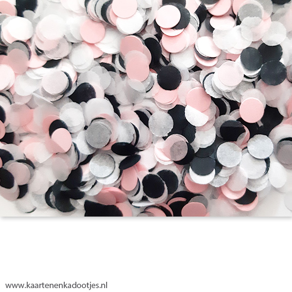 Disco overschot ijsje Confetti 1 gram roze/zwart/wit - Kaarten en Kadootjes